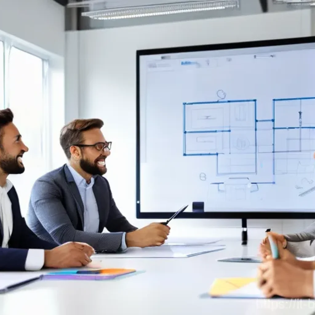 비즈니스 코칭과 크로스 팀 커뮤니케이션 - **Prompt 1: Transforming Company Culture in an Italian SME**
A vibrant, dynamic scene inside a m...