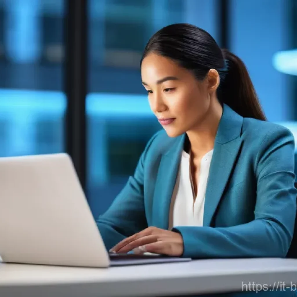 비즈니스 코치의 전문 지식 쌓는 법 - **Prompt:** A dynamic, tech-savvy female business coach in her late 30s, with a focused expression, ...