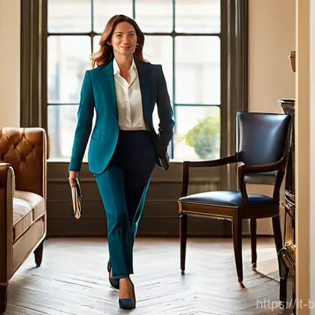 비즈니스 코칭의 도입 효과 - **Prompt:** A determined, elegant businesswoman in her late 30s, dressed in a sharp, tailored busine...