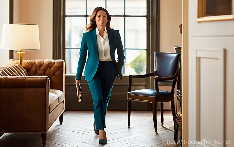 비즈니스 코칭의 도입 효과 - **Prompt:** A determined, elegant businesswoman in her late 30s, dressed in a sharp, tailored busine...