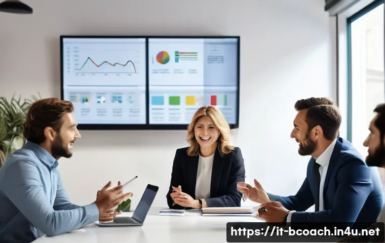 비즈니스 코칭 중점 과목 설명 - A professional Italian business coaching session in a modern office setting, featuring a diverse gro...